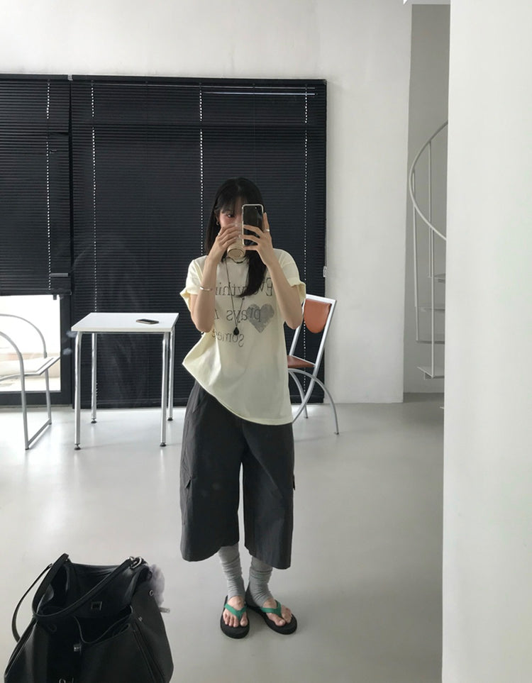 字母印花寬鬆上衣