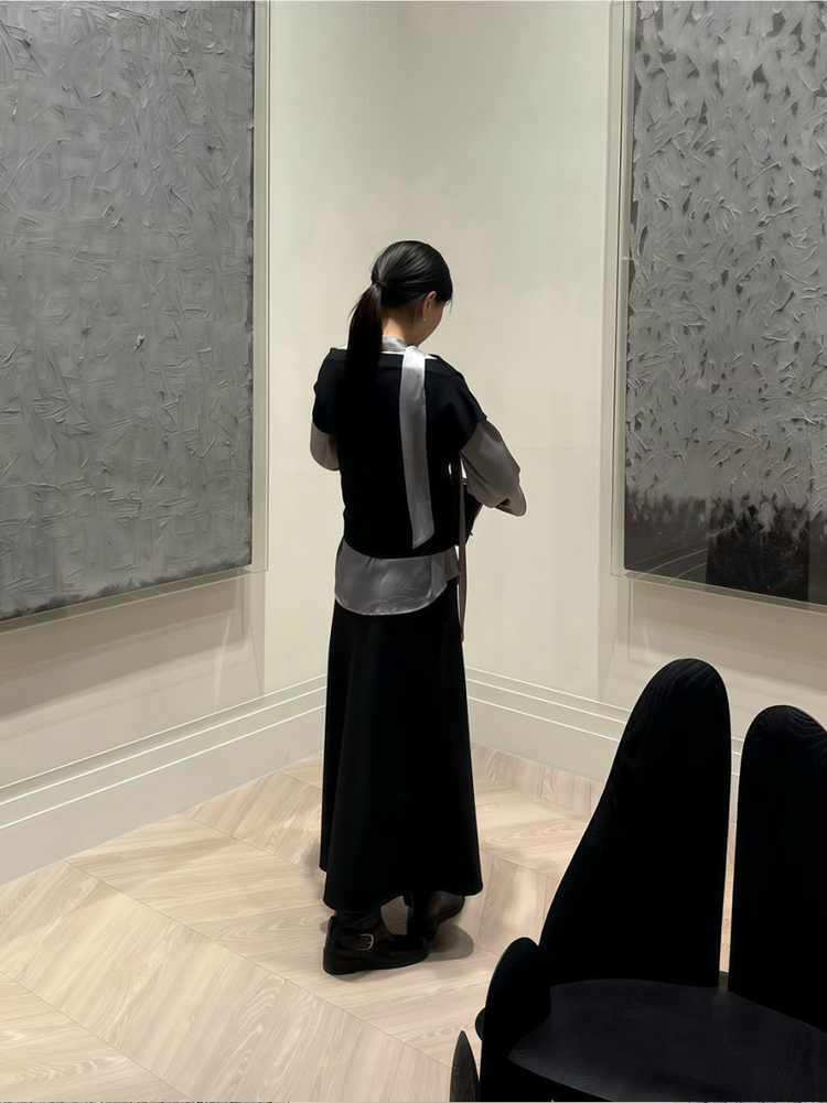 光澤紋理垂領領帶細節襯衫