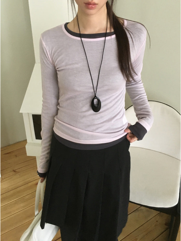 天絲微透基礎修身上衣