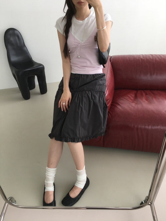 細腰頭綁帶細節蛋糕裙