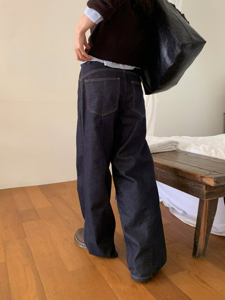 基礎明線直腿牛仔褲