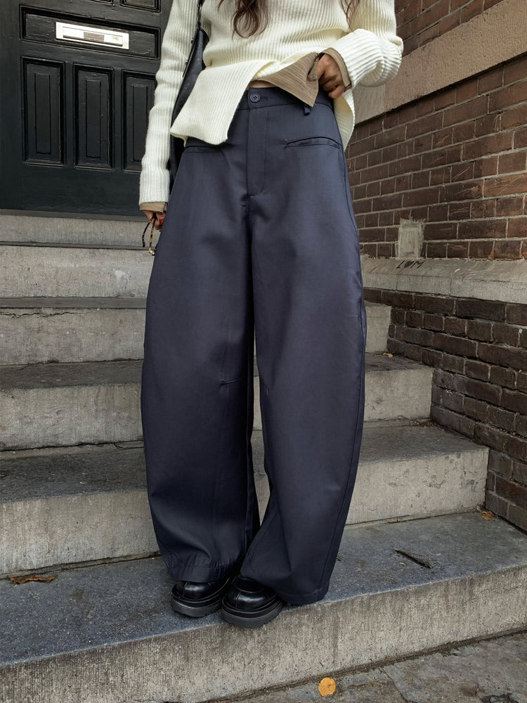 側壓線弧形細節廓形西褲