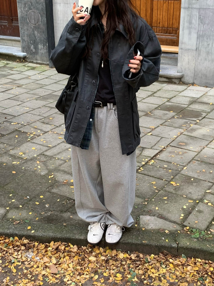 Unisex洗水復古口袋細節外套