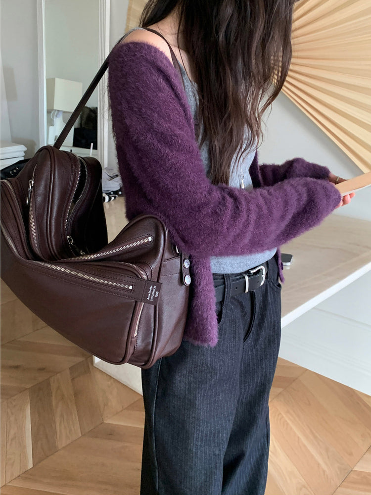 暗條紋細節繭型牛仔褲