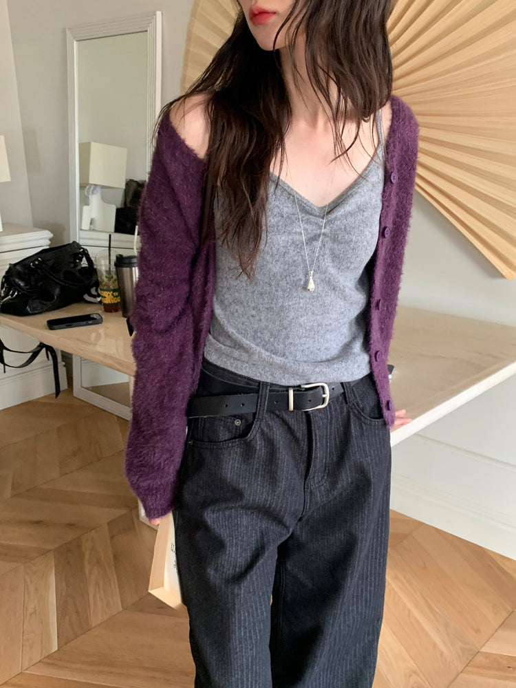 暗條紋細節繭型牛仔褲