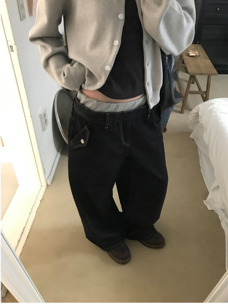 雙層褲頭細節牛仔褲