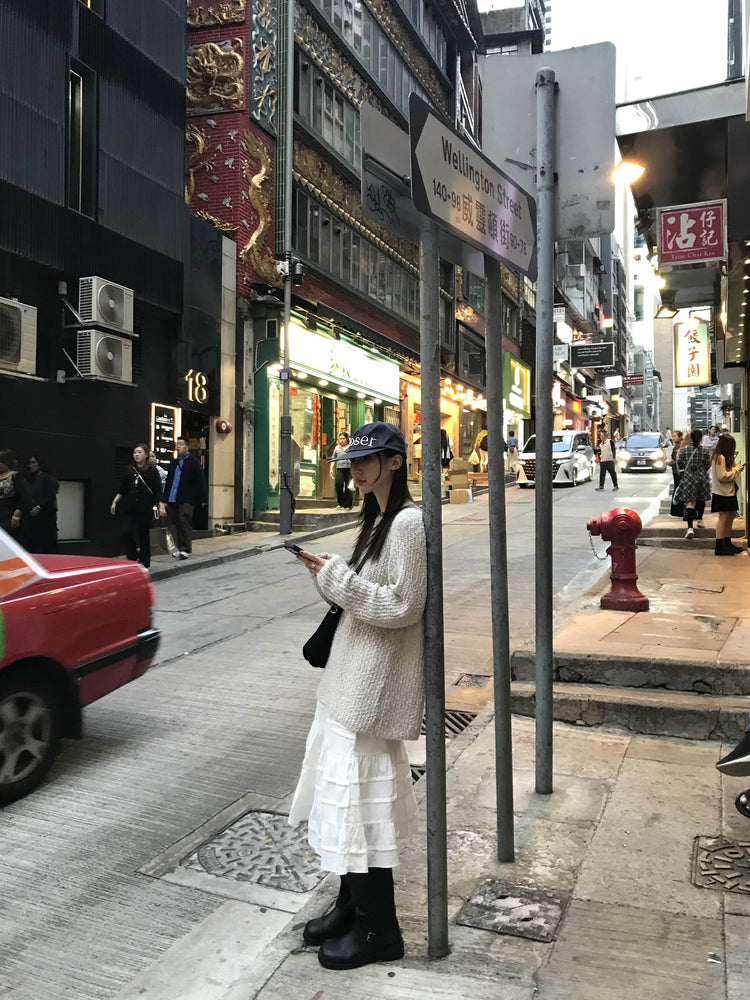 顆粒質感細節顯瘦針織衫