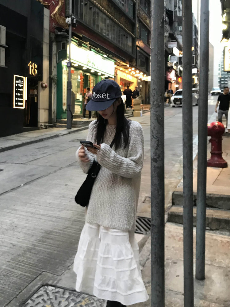 顆粒質感細節顯瘦針織衫