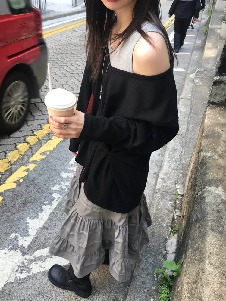 V領綁帶修腰細節上衣