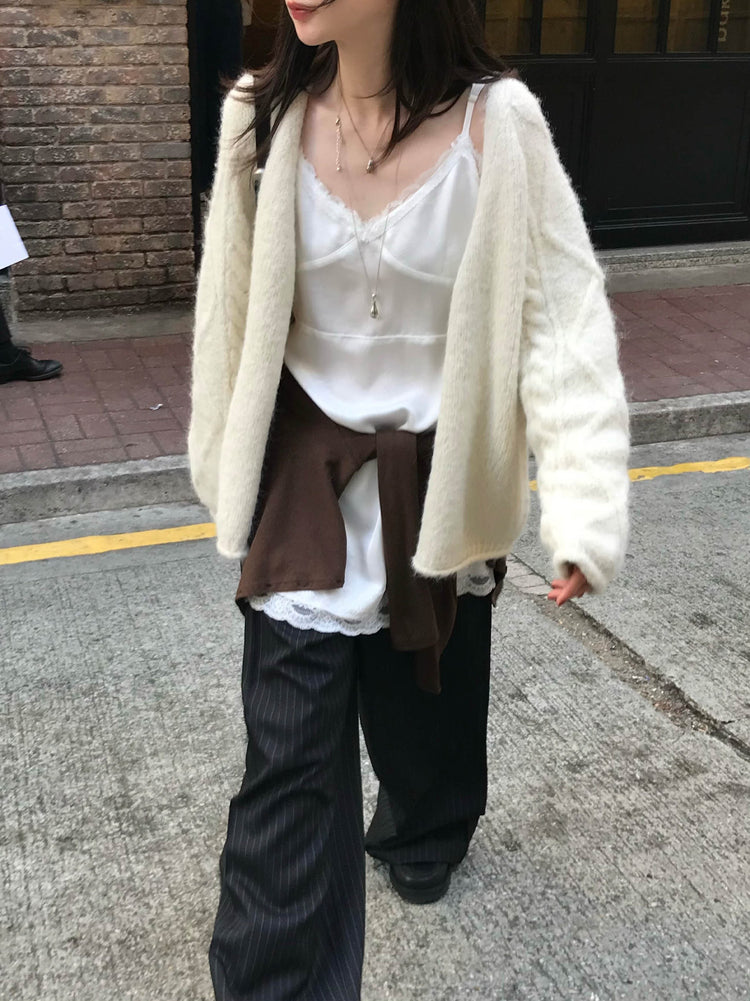 暗菱格紋理針織外套