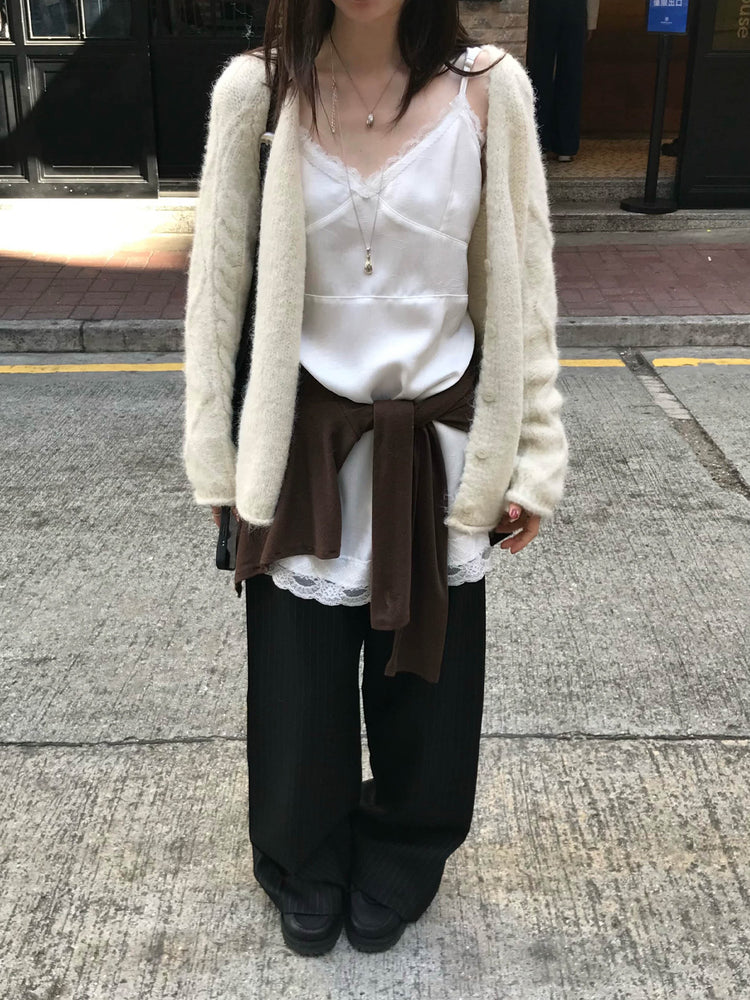 暗菱格紋理針織外套