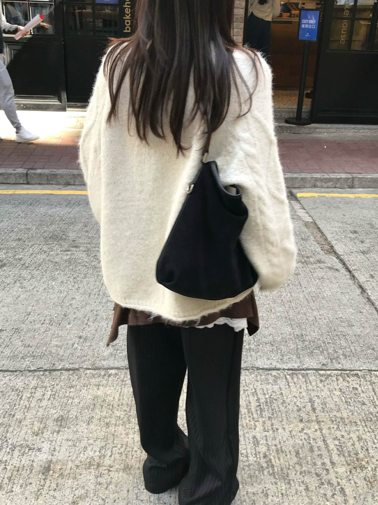 暗菱格紋理針織外套