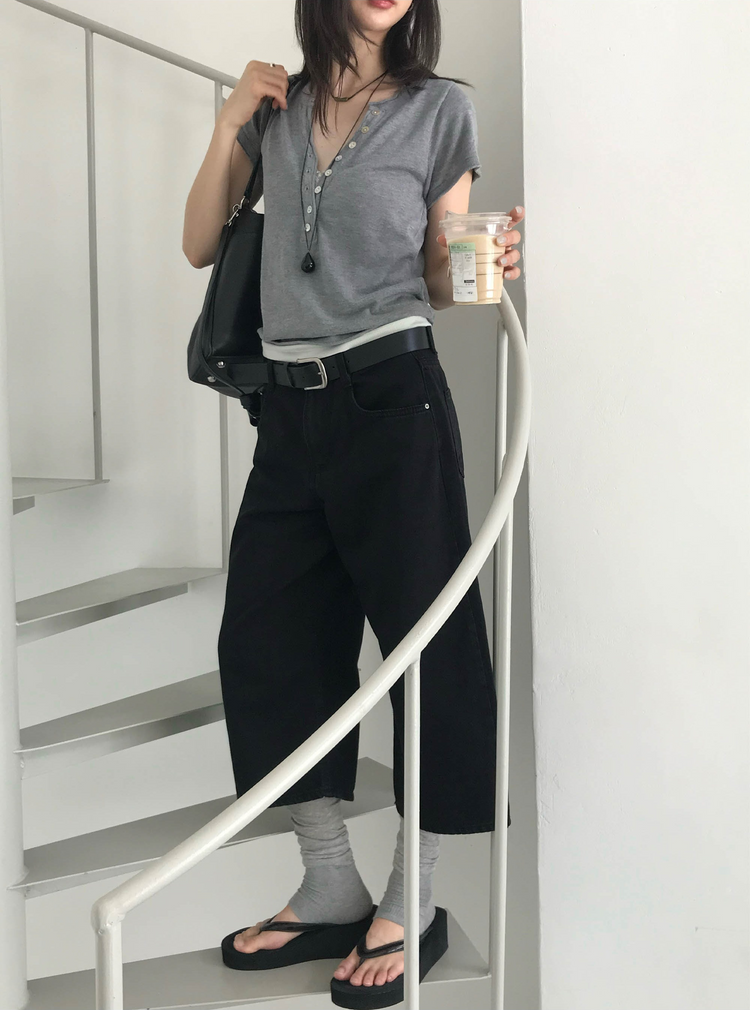 簡約經典七分牛仔褲