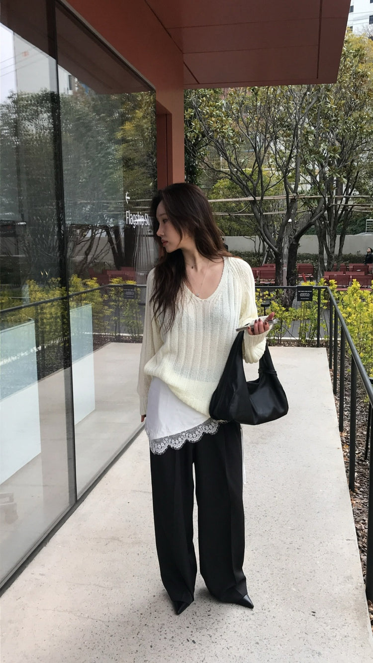 蕾絲邊綁帶三角巾