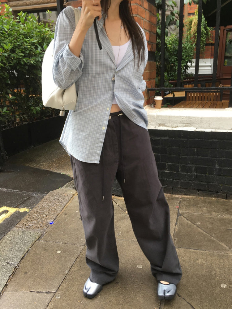 基礎束抽繩細節直褲
