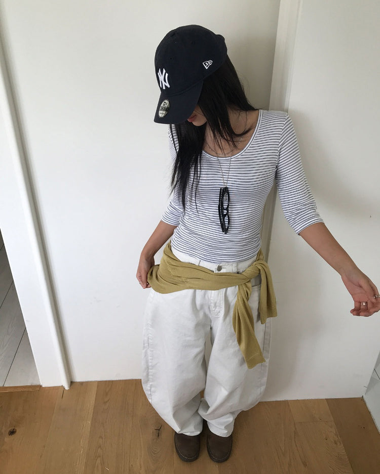 微透美色V領針織衫