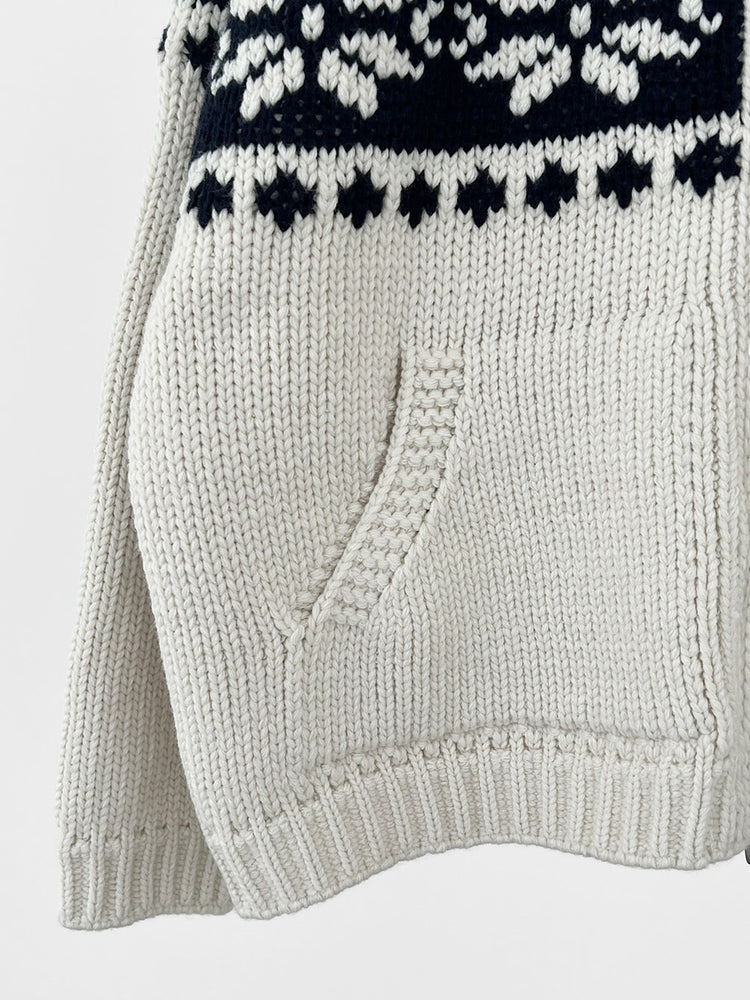 撞色花紋雙拉鏈針織外套