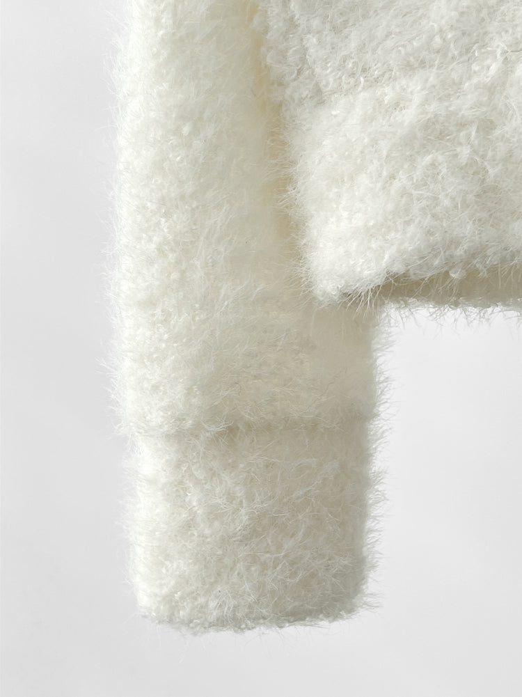 毛絨雙拉鏈鐵環細節連帽外套