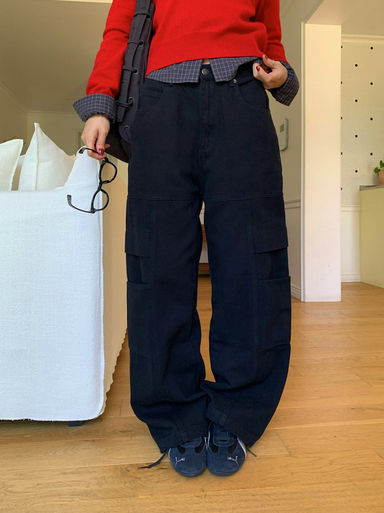 復古美色廓形工裝褲