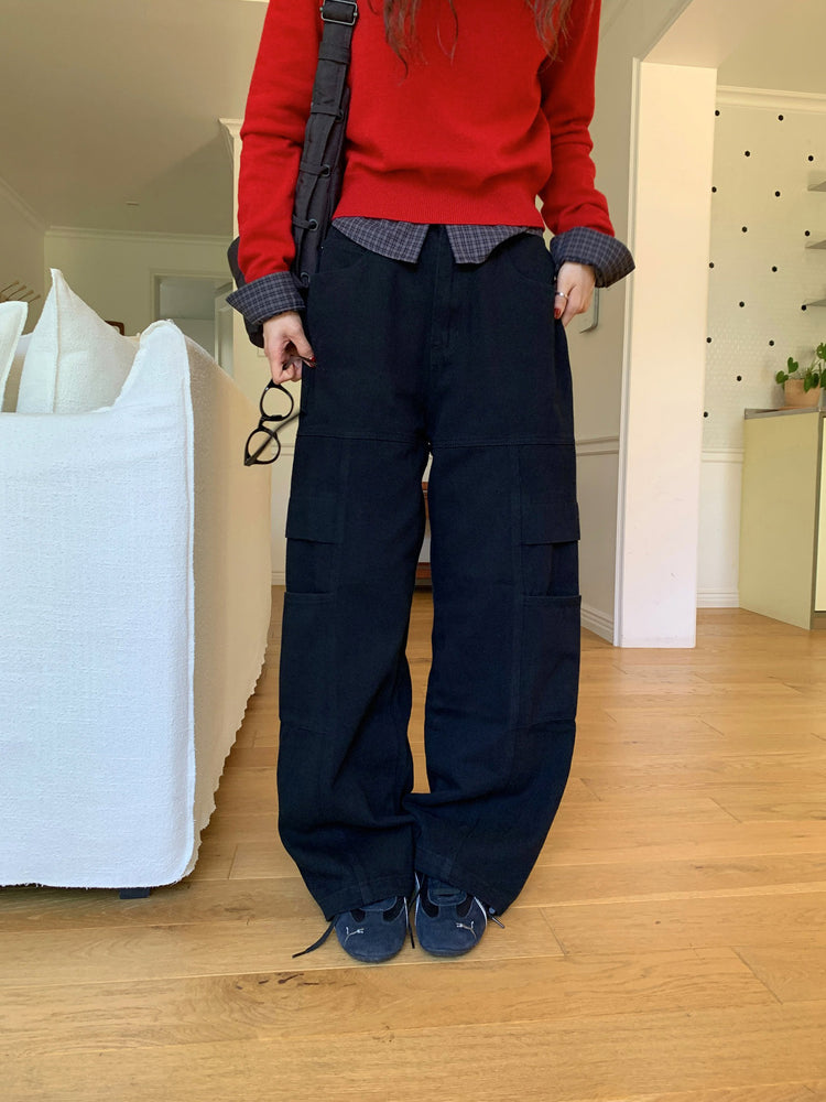 復古美色廓形工裝褲