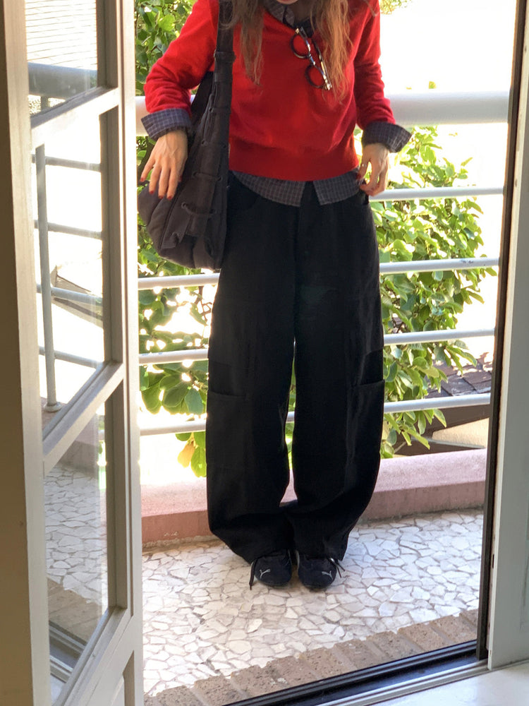 復古美色廓形工裝褲