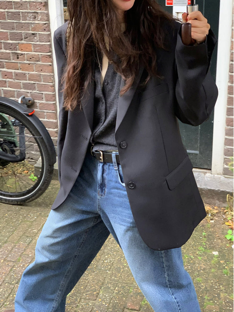 復古美刷色微鬆直筒牛仔褲