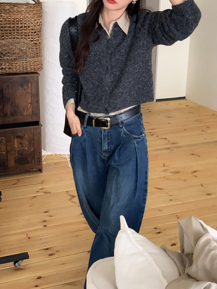 尼龍質感三角巾襯衫套裝