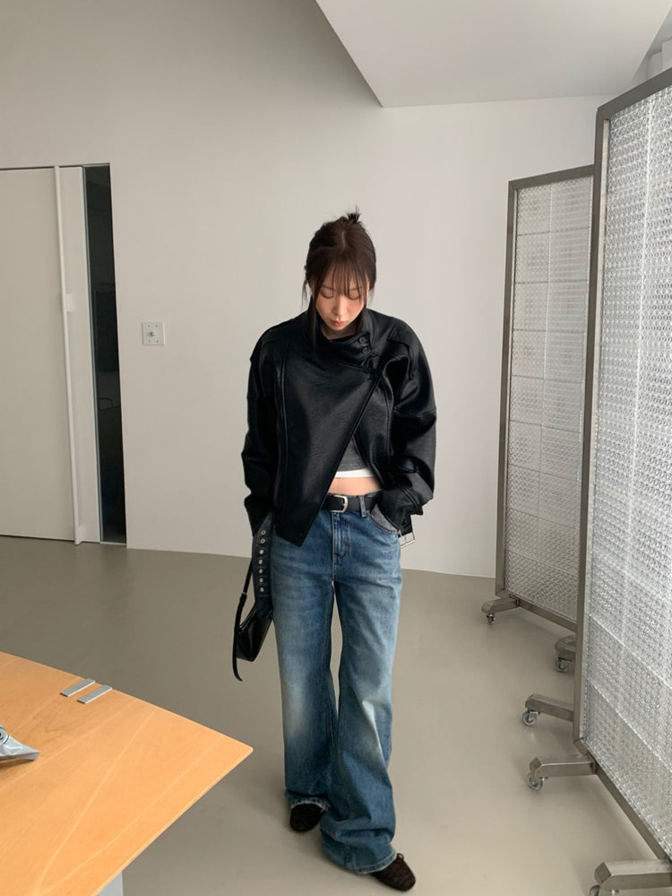 暗條紋交疊修身上衣