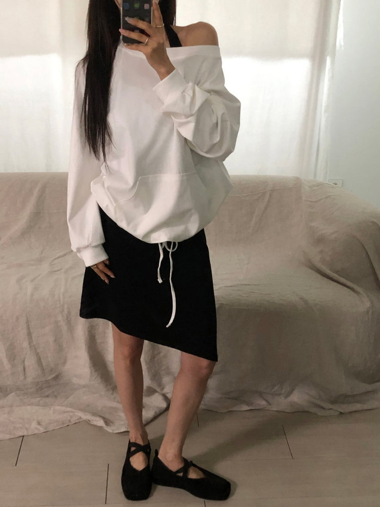 掛脖斜下擺修身連身裙