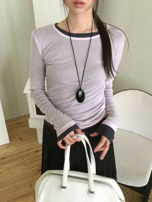 天絲微透基礎修身上衣