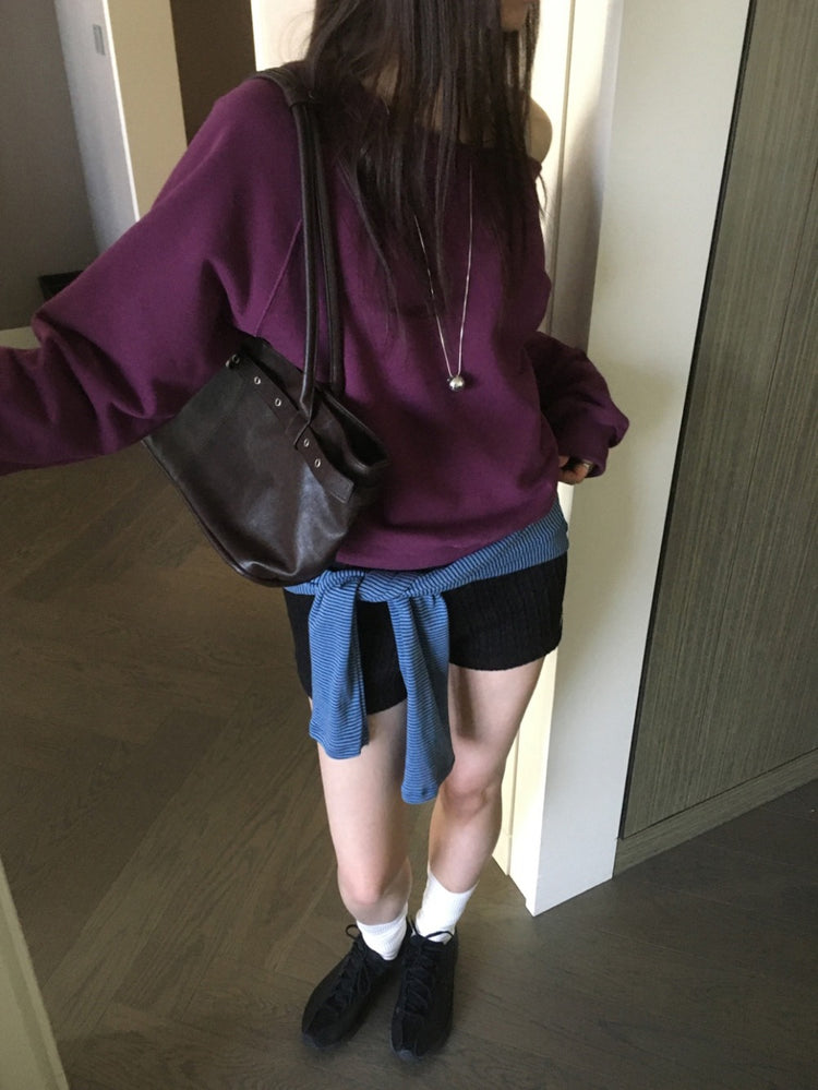 美色露肩細節衛衣