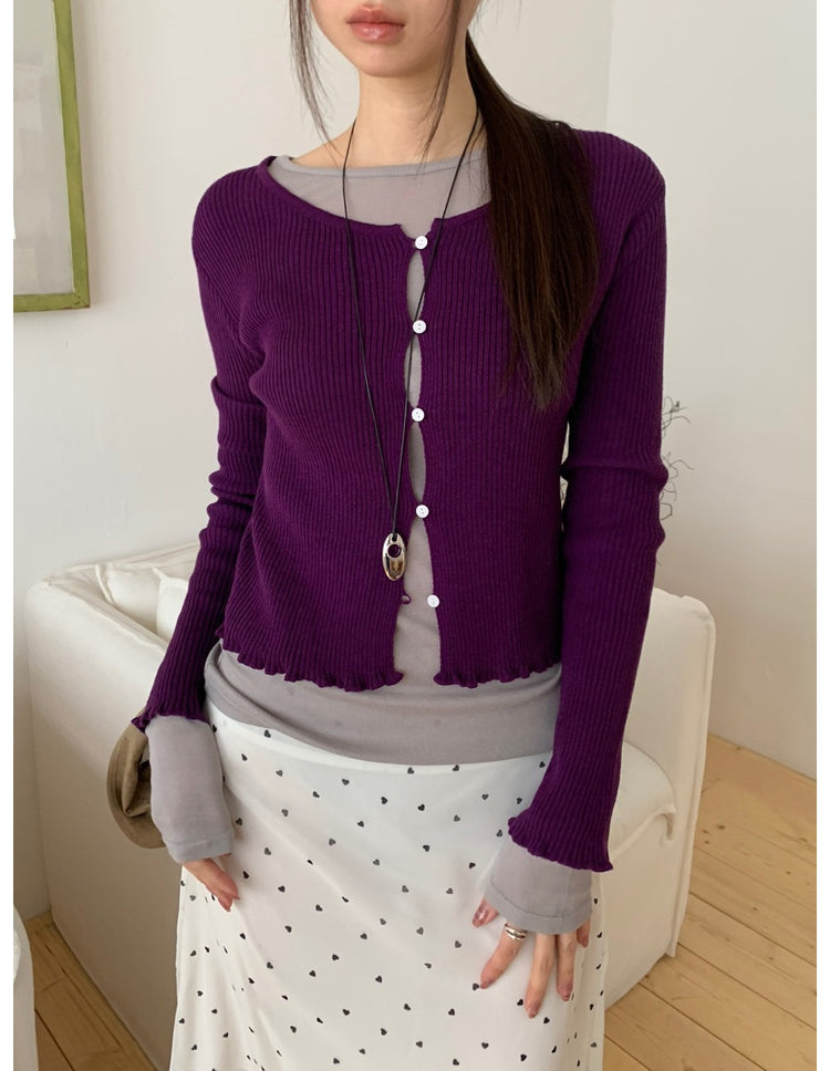 花邊排鈕顯瘦針織外套