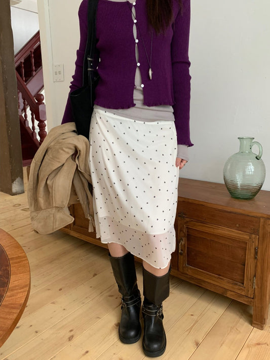 微透輕薄心形細節半裙