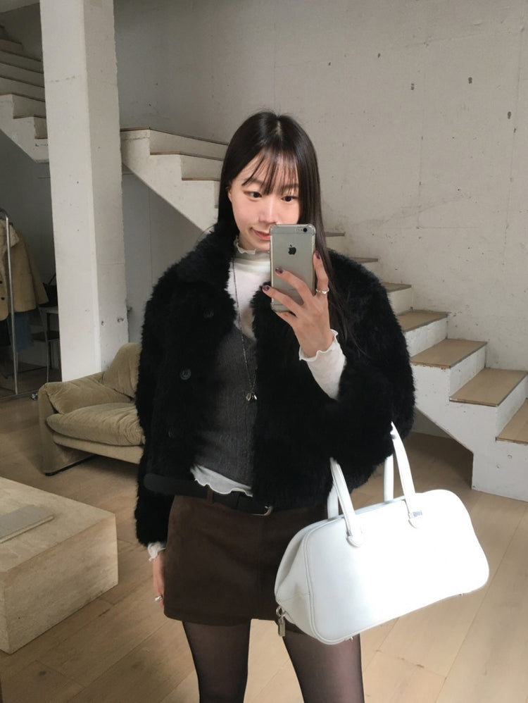 美色微透捲邊細節修身上衣