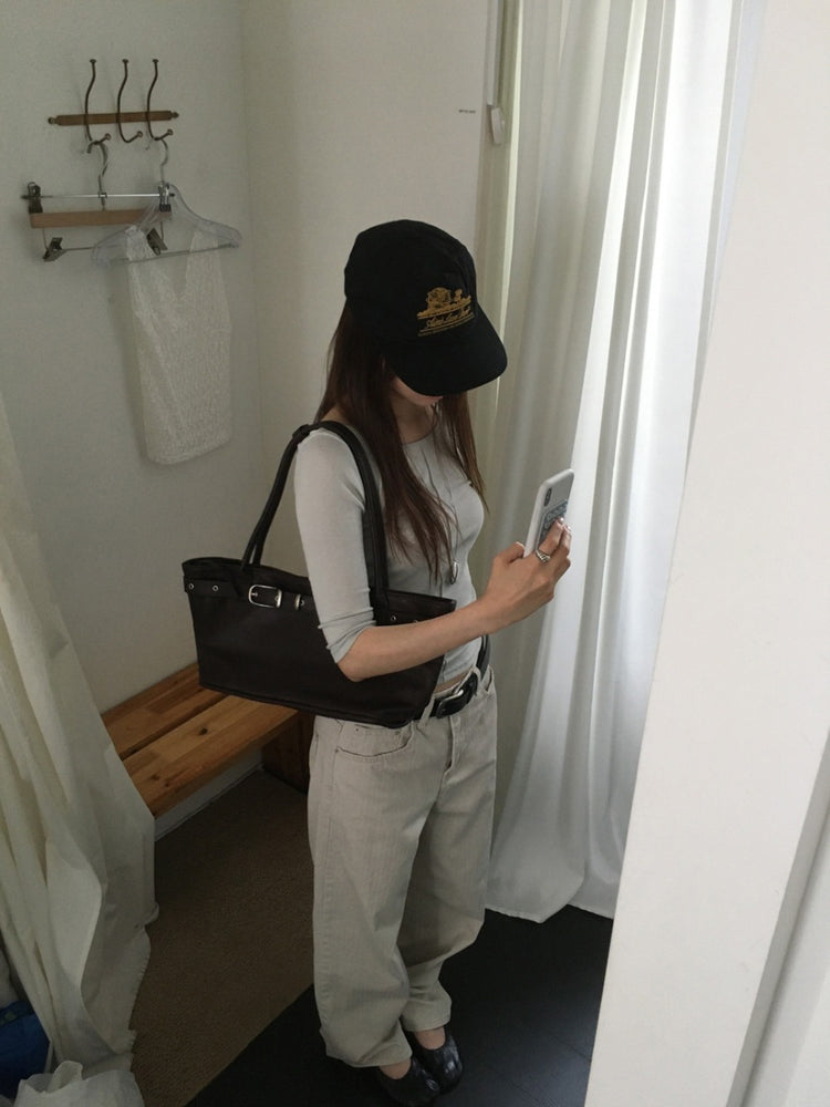 中壓線細節七分袖上衣