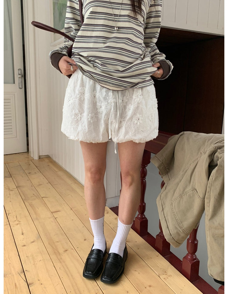 翻領條紋寬鬆上衣