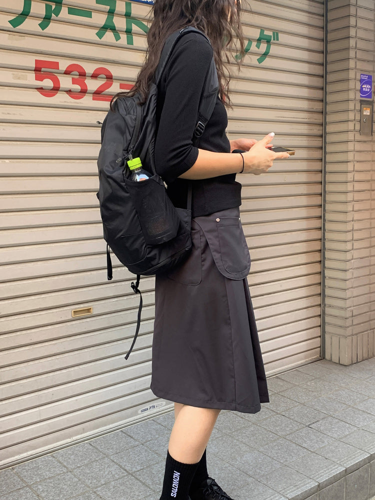 天絲腰包細節百褶中裙