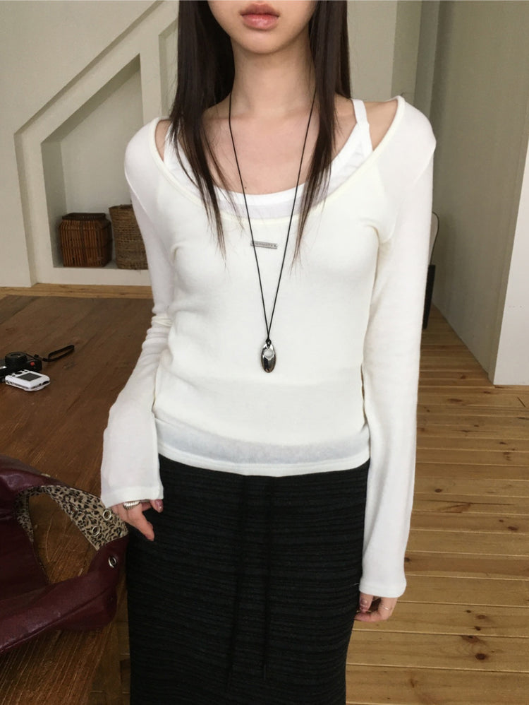 微透羊毛鐵扣細節上衣