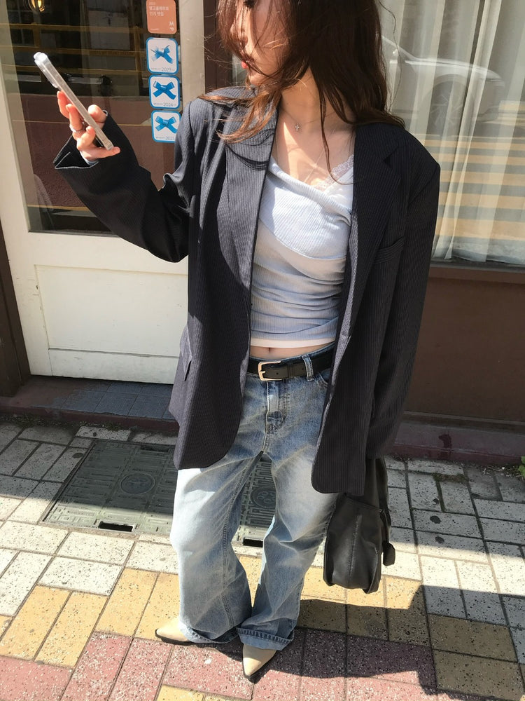 V領蕾絲邊細節背心