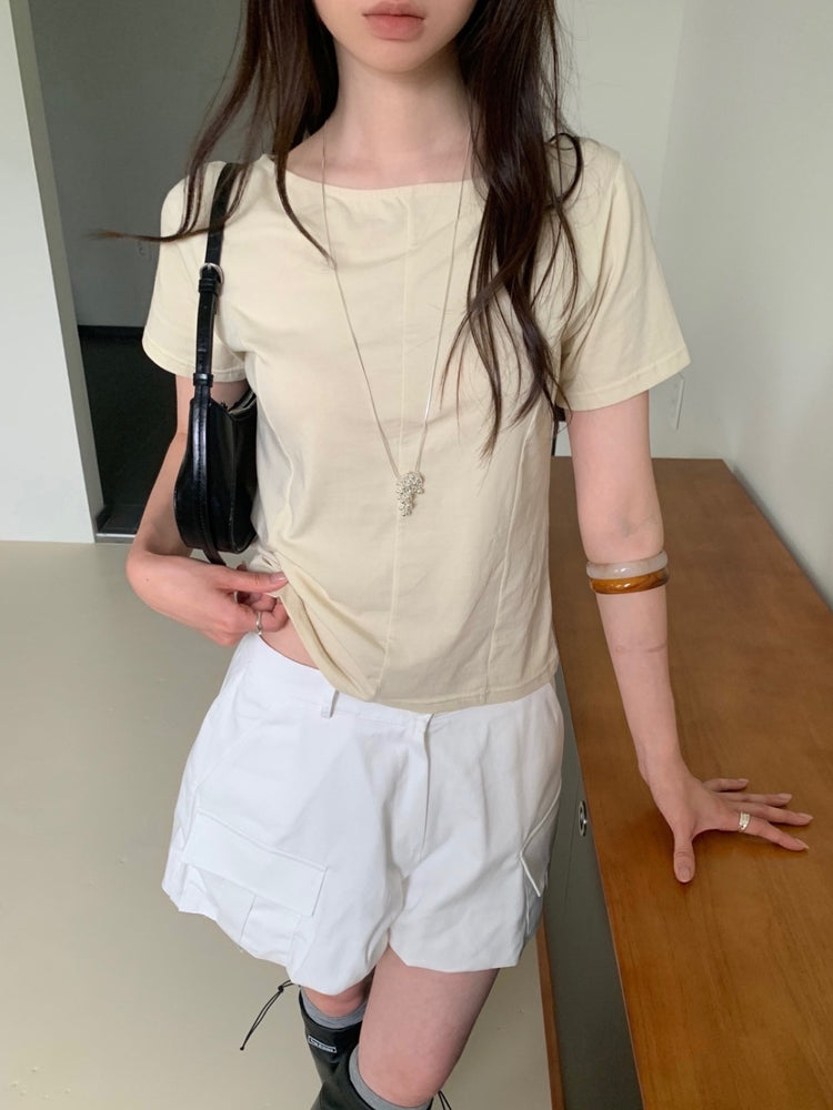 美色船領壓線細節上衣