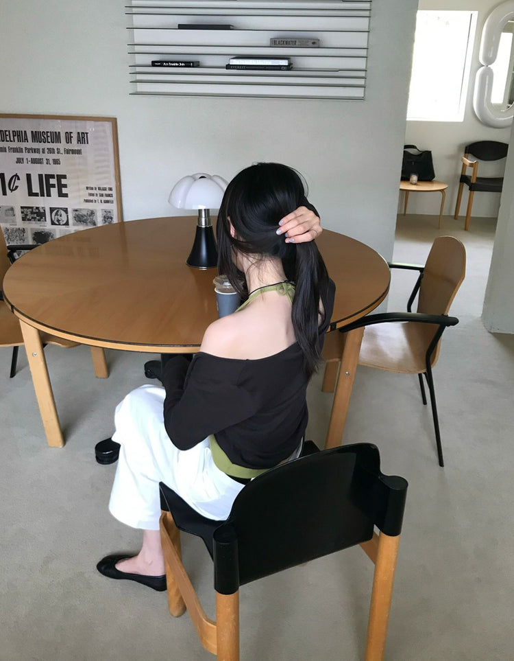 美色扭結細節上衣