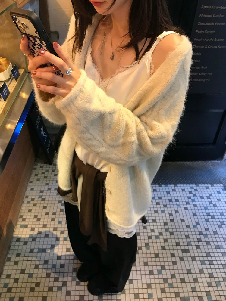 霧光澤胸線蕾絲邊細節連身裙