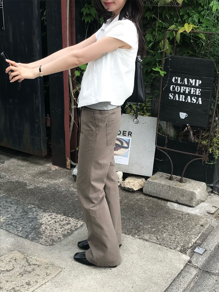 寬腰頭撞色抽繩顯瘦直褲