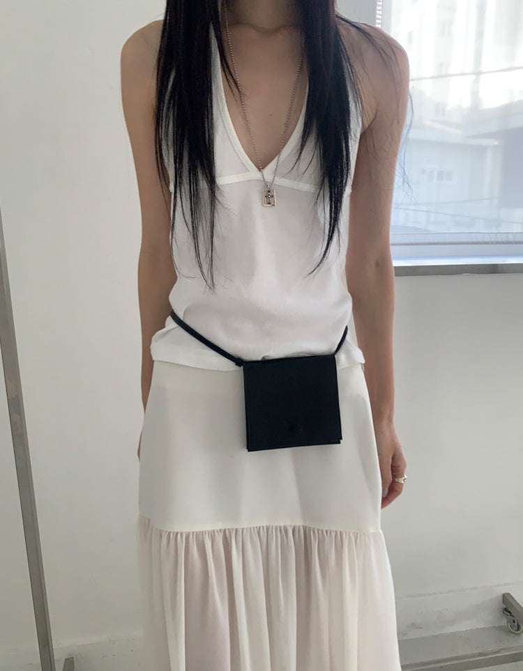 美色深V壓線細節背心