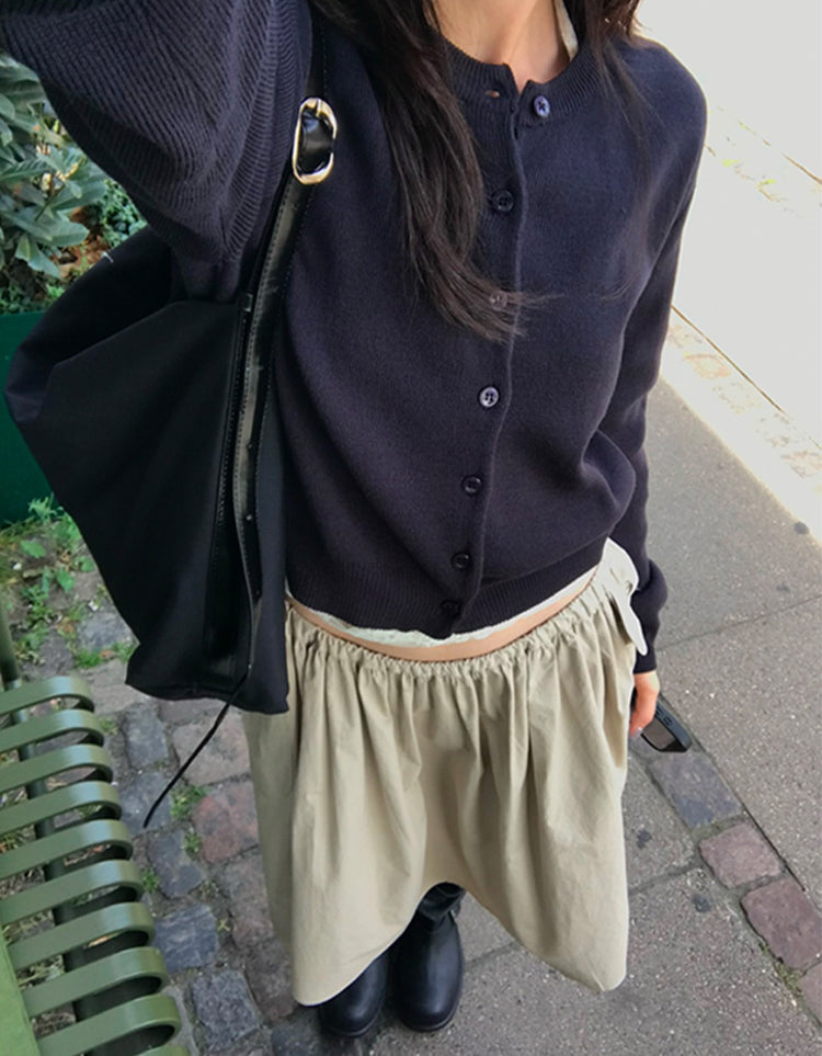 美色圓領排鈕針織外套