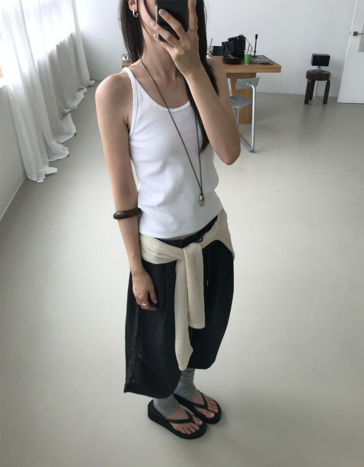 美背V領細帶修身背心