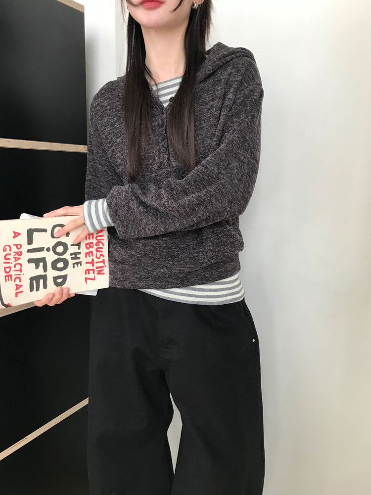 美鎖骨撞色條紋上衣