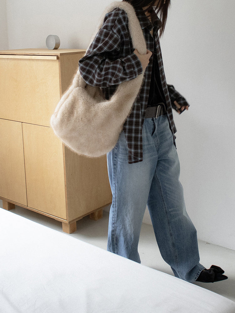 美色撞色格紋襯衫