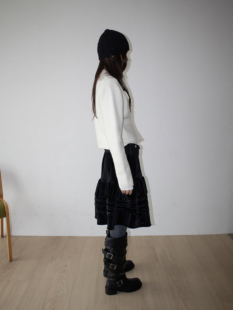 絲絨質感層次蛋糕半裙