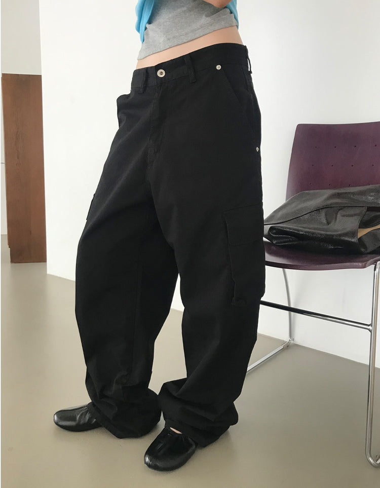 Unisex簡約口袋工裝褲